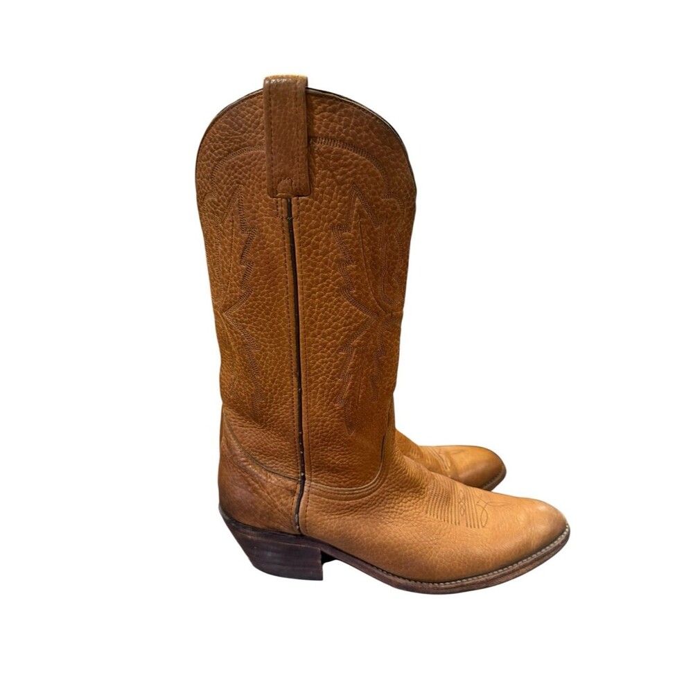 Vintage Miller Stockman Cowboy Boots Men’s 11D Tan Pebbled Leather Western